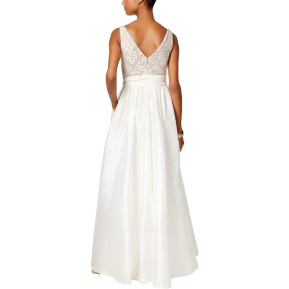 Adrianna Papell Ivory Taffeta Hi-Lo Gown - Picture 2 of 2